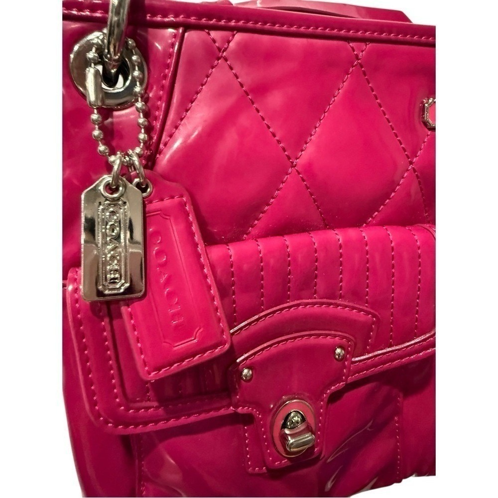 Coach Poppy Liquid Gloss Hot Pink Quilted Tote Crossbody Shoulder Bag Y2K